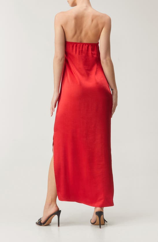 Shop Nasty Gal Strapless Satin Maxi Dress In Red