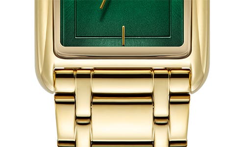 Shop Olivia Burton Grove Rectangular Bracelet Watch, 23mm In Gold/forest Green