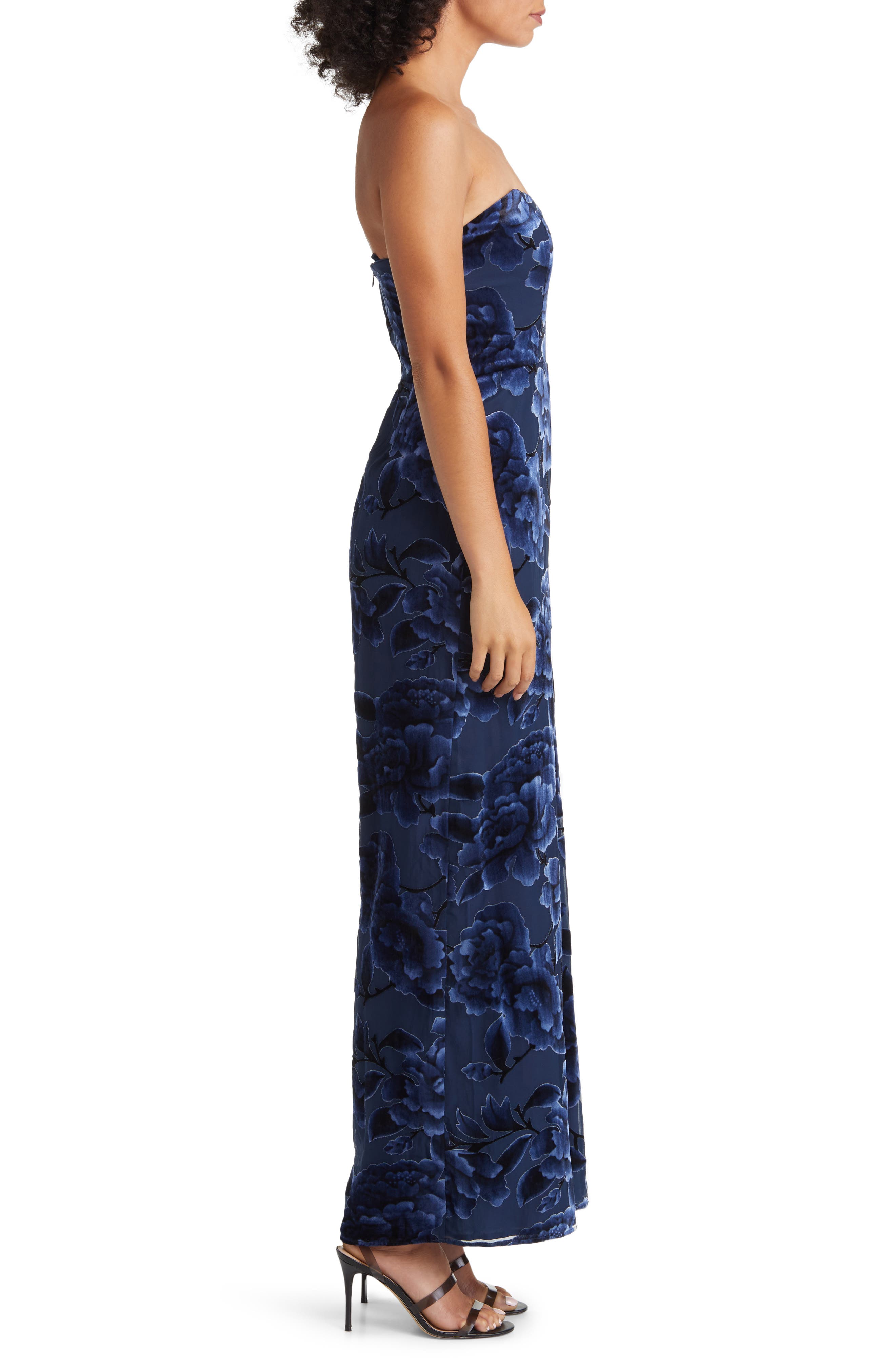 Hutch Sonnie Floral Velvet Burnout Strapless Jumpsuit Nordstrom