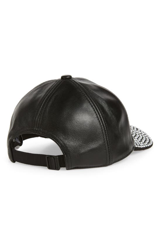 Jw Anderson Embellished Leather Blend Baseball Cap In Black