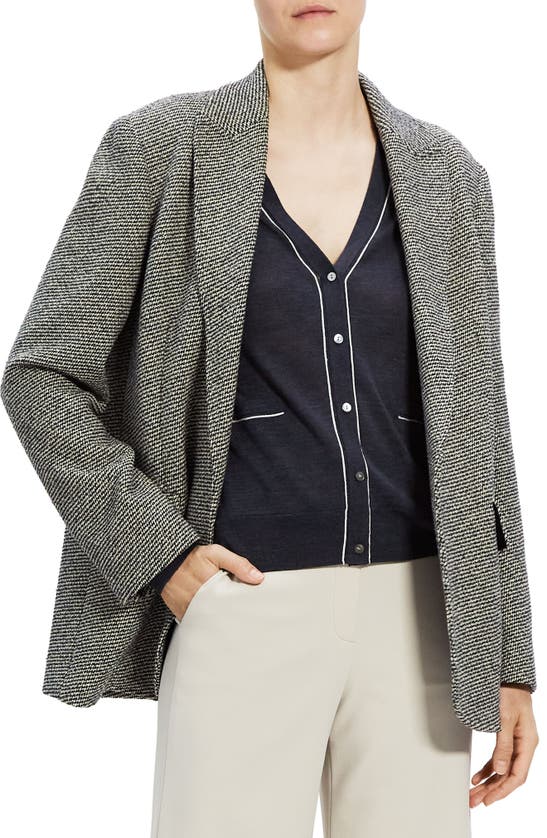 Theory Women's Tweed Single-breasted Jacket In Black/ Cream Multi