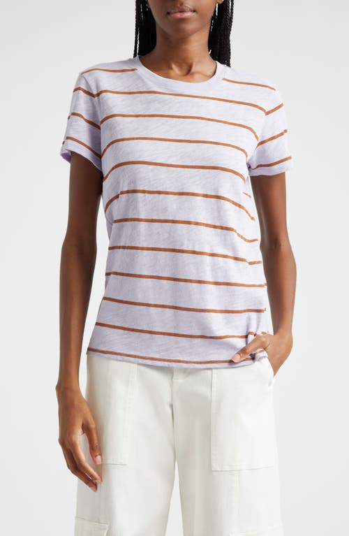 Shop Atm Anthony Thomas Melillo Schoolboy Stripe Slub Jersey Crewneck T-shirt In Skyflower/cornelian Stone