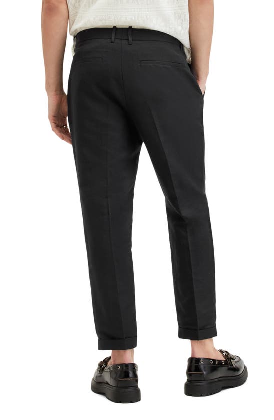 Shop Allsaints Cross Tallis Pleated Cotton & Linen Pants In Faded Black