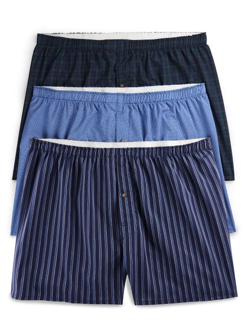 Harbor Bay by DXL 3-pk Woven Boxers Blue at Nordstrom, Big