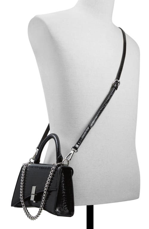 Aldo Croc Embossed Faux Leather Top Handle Bag In Black