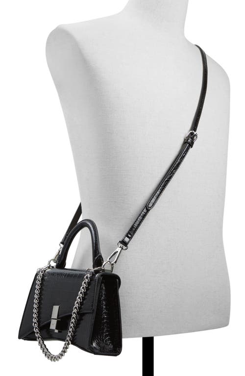 Shop Aldo Croc Embossed Faux Leather Top Handle Bag In Black