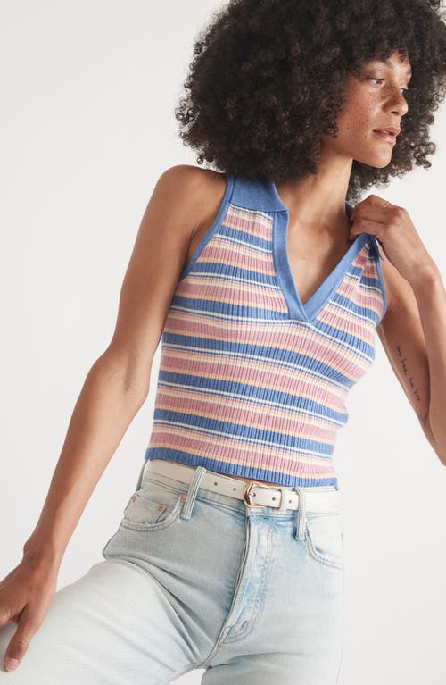 MARINE LAYER MARINE LAYER AMELIA STRIPE SLEEVELESS JOHNNY COLLAR RIB CROP POLO 