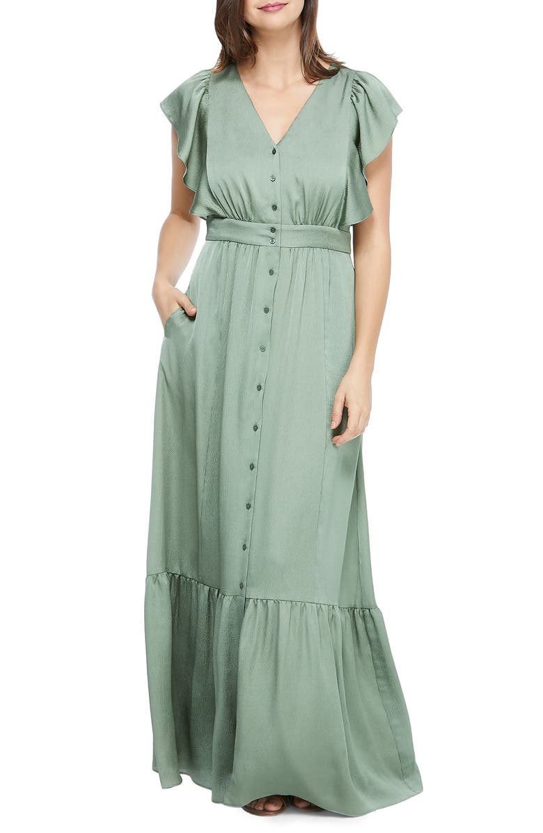 Gal Meets Glam Collection Button Front Satin Maxi Dress | Nordstrom