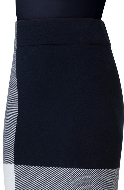 Shop Akris Punto Extralarge Gingham Stretch Wool Midi Skirt In Navy-cream