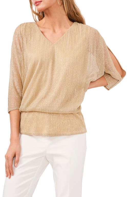 Metallic Cold Shoulder Top in Light Brown