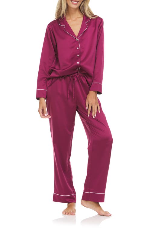 Flora Nikrooz Kamie Charmeuse Satin Pajamas in Burgundy