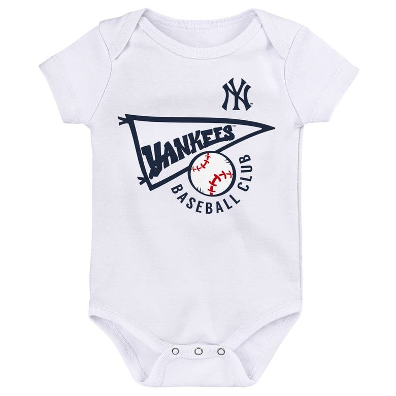 Shop Outerstuff Infant Navy/white/heather Gray New York Yankees Biggest Little Fan 3-pack Bodysuit Set