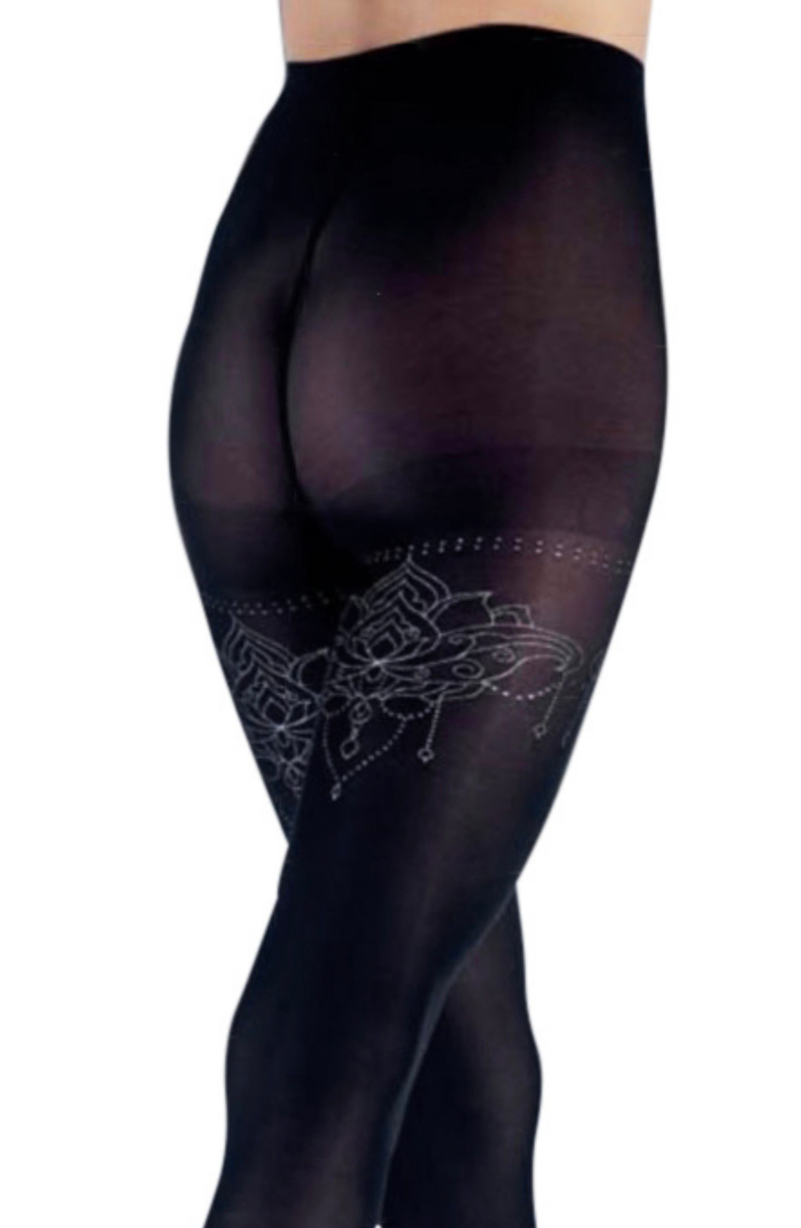 Opaque Lace Tights In Black