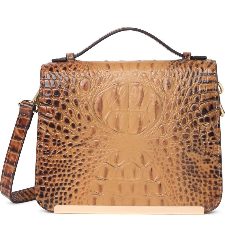 VICENZO LEATHER Inaya Croc Embossed Leather Crossbody Bag, Main, color, CARAMEL