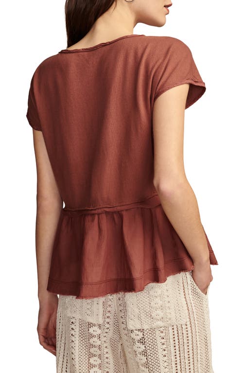 Shop Lucky Brand Mixed Media Henley Top In Cinnamon