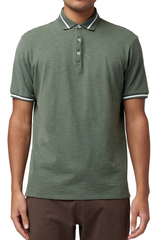 Match Point Tipped Slub Short Sleeve Polo in Clover