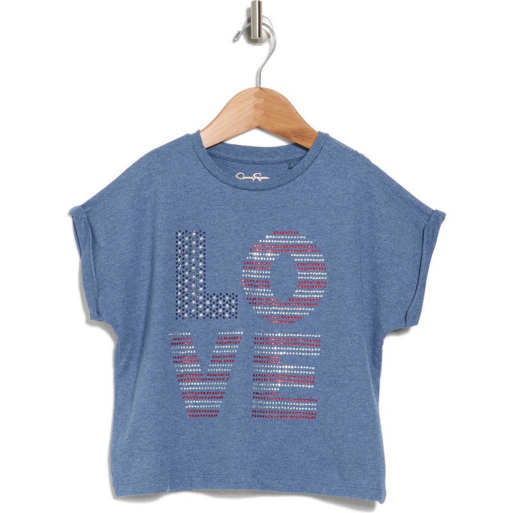 Jessica Simpson Kids' Embroidered Graphic T-shirt In Blue
