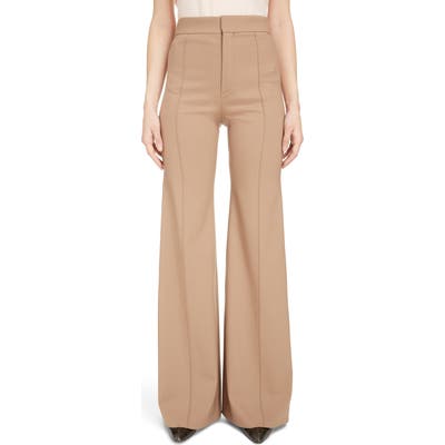 Chloe Flare Leg Stretch Wool Pants, US / 40 FR - Brown