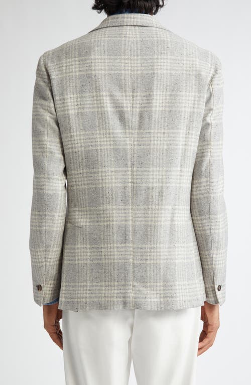 Eleventy Plaid Wool & Cashmere Donegal Tweed Sport Coat In Light Gray Melange