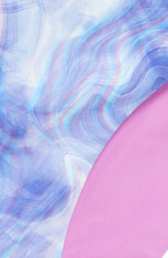 Shop Zella Girl Kids' Wave Ride Two-piece Rashguard Swimsuit In Purple Iris Soft Lines