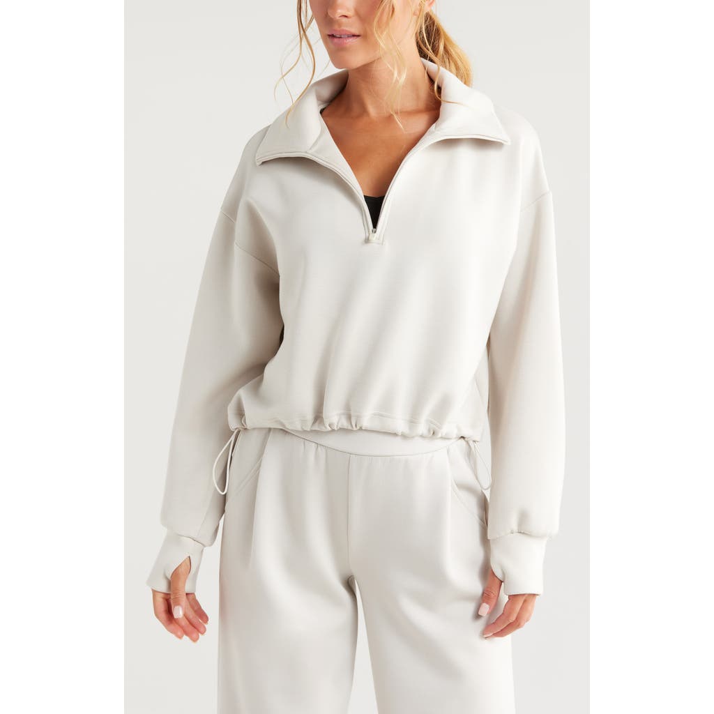 Zella Soft Modal Blend Half Zip Pullover In Grey Moonbeam