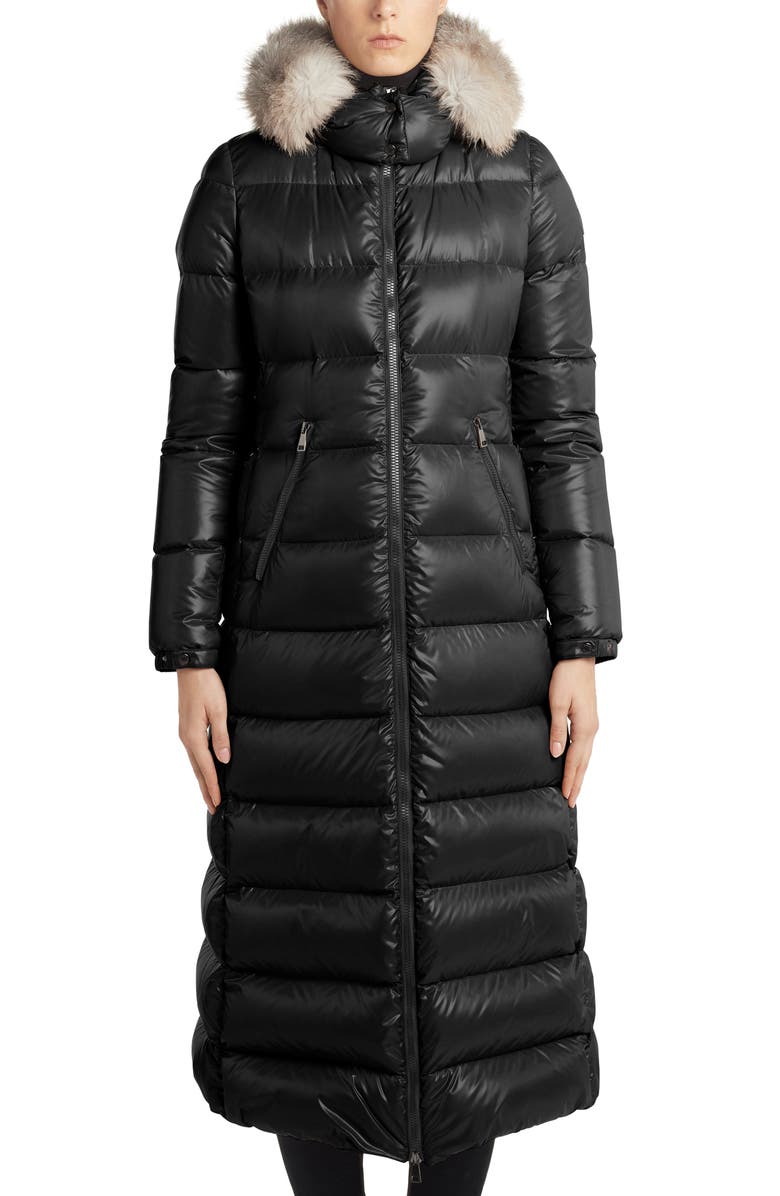 Moncler Hudson Long Quilted Down Coat with Genuine Fox Fur Trim | Nordstrom