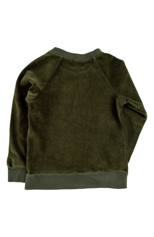 Shop Miki Miette Kids' Iggy Corduroy Sweatshirt In Evergreen