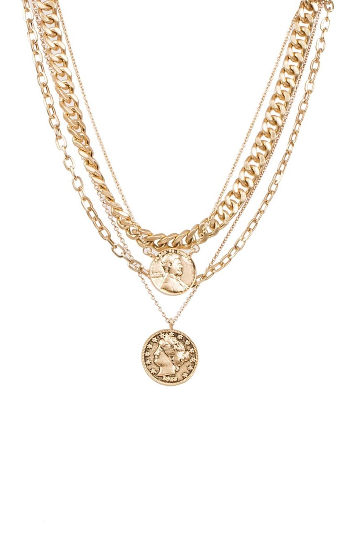 layered coin gold necklace