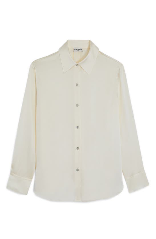 Shop Club Monaco Silk Charmeuse Button Front Shirt In Snow White/ Blanc