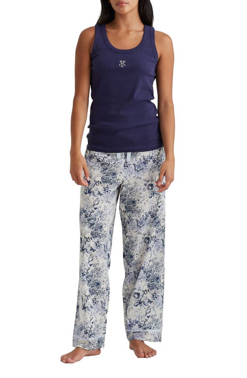 Shop Papinelle Rib Logo Graphic Tank In Navy