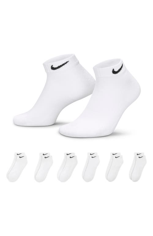 Nike Kids' 6-Pack Dri-FIT Everyday Cushioned Ankle Socks in 100 White/Black
