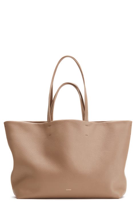 The Row - Park Chocolate Leather Large North South Tote