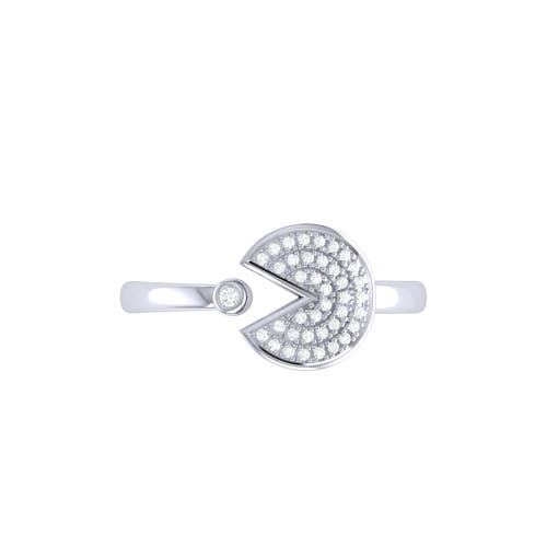 Luvmyjewelry Pac Man Candy Sterling Silver Diamond Open Ring In Silver