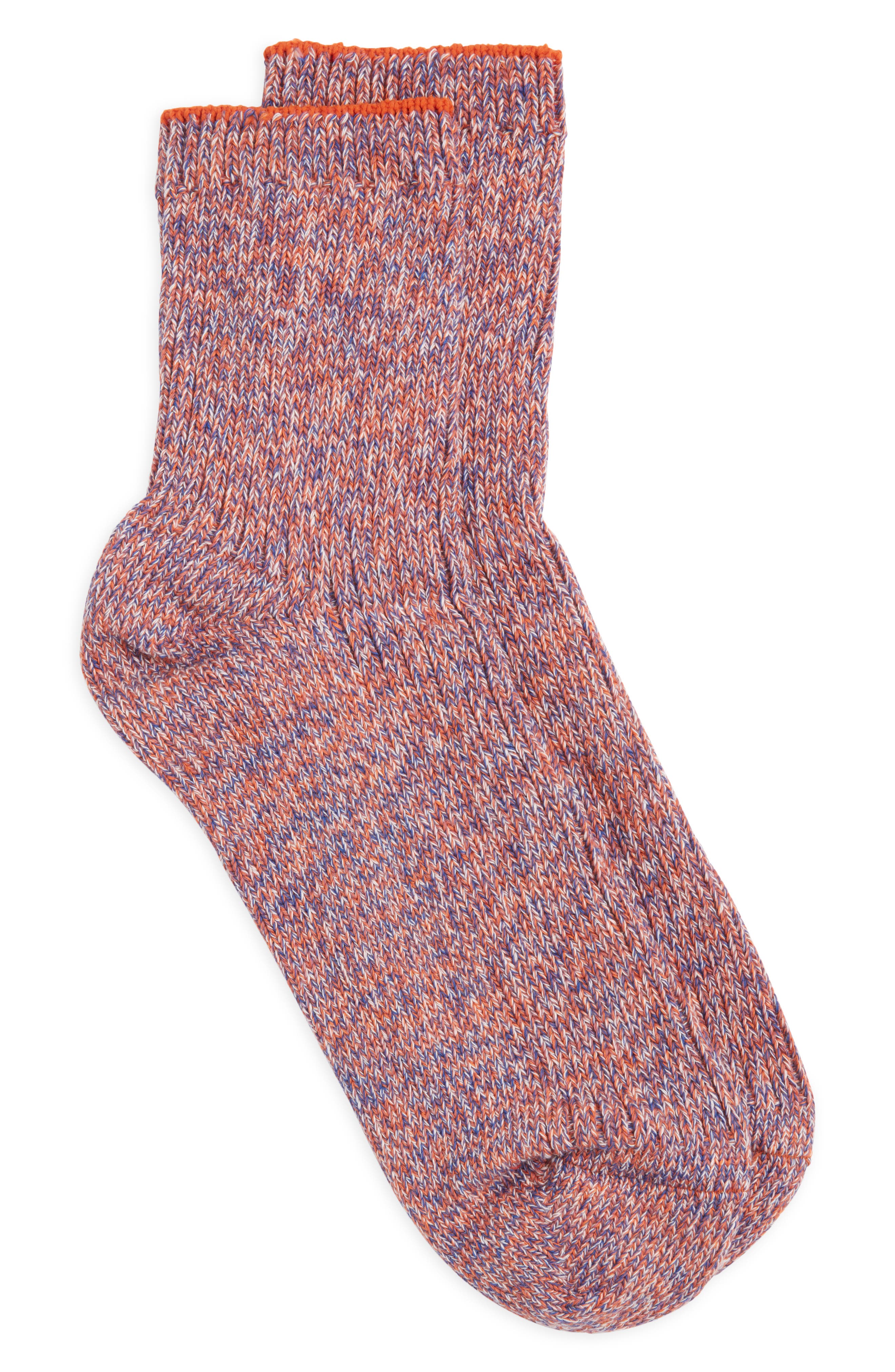 Nordstrom Marl Rib Quarter Boot Sock in Orange Pink Multi Cover