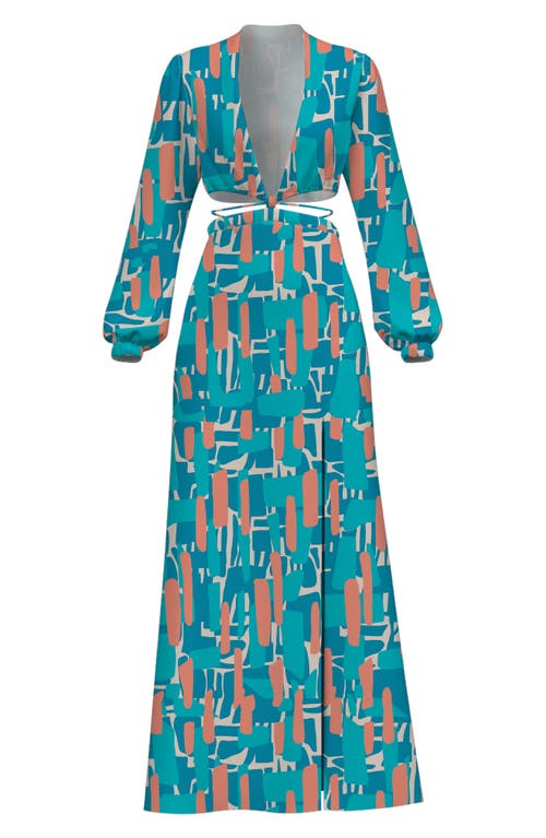 DIARRABLU Amal Cutout Long Sleeve Two-Piece Dress in Blue