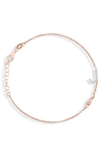 Meshmerise Diamond Initial Bezel Bracelet In Rose-j