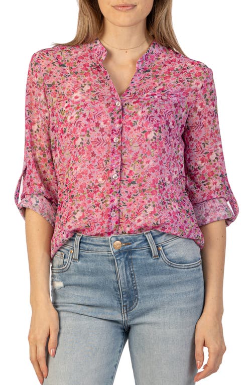 Jasmine Chiffon Button-Up Shirt in Potenza-Lavender Wish/Pink