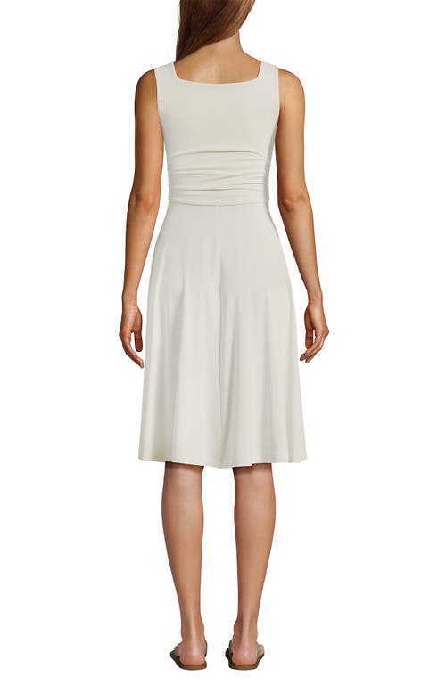 Shop Lands' End Cupro Fit And Flare Sleeveless Dress In Ivory