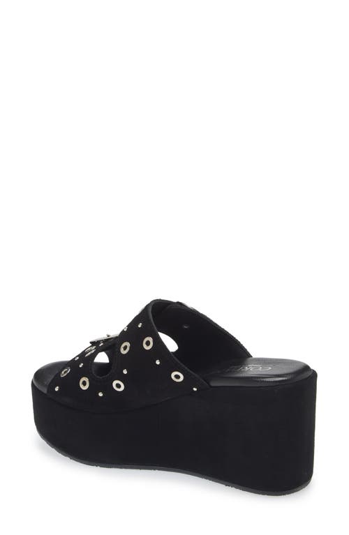 Cordani Jayne Platform Wedge Slide Sandal In Crosta Nero