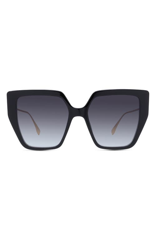 Shop Fendi ' Baguette 55mm Butterfly Sunglasses In Shiny Black/gradient Smoke