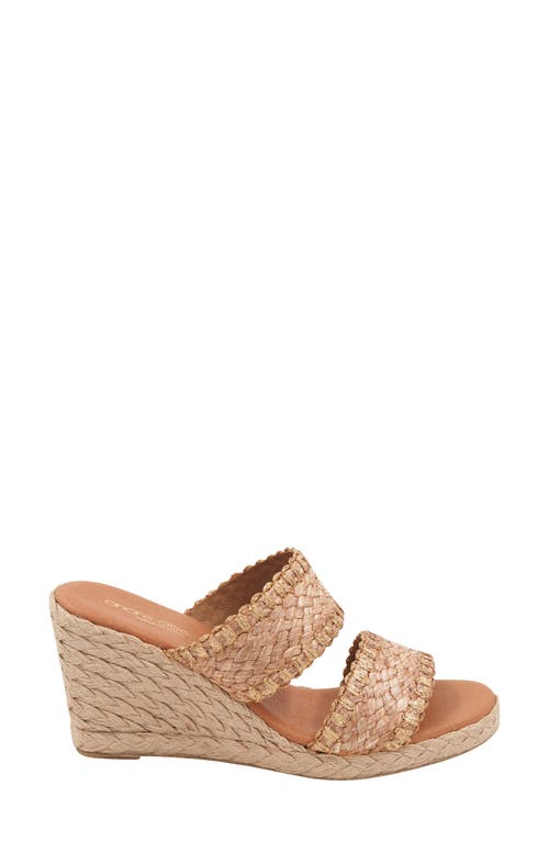 Shop Andre Assous André Assous Nolita Raffia Espadrille Platform Wedge Slide Sandal In Cocoa/bronze