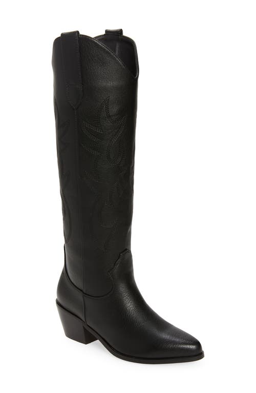 Urson Knee High Western Boot in Black Texture