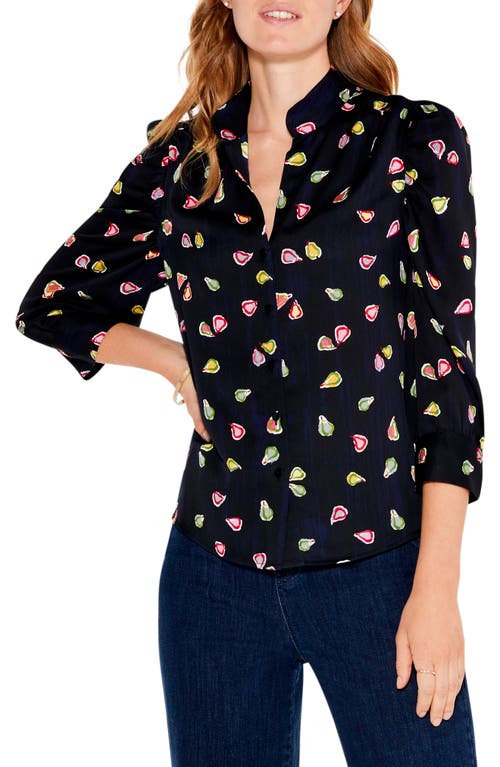 NIC+ZOE Party Pears Button-Up Shirt in Black Multi