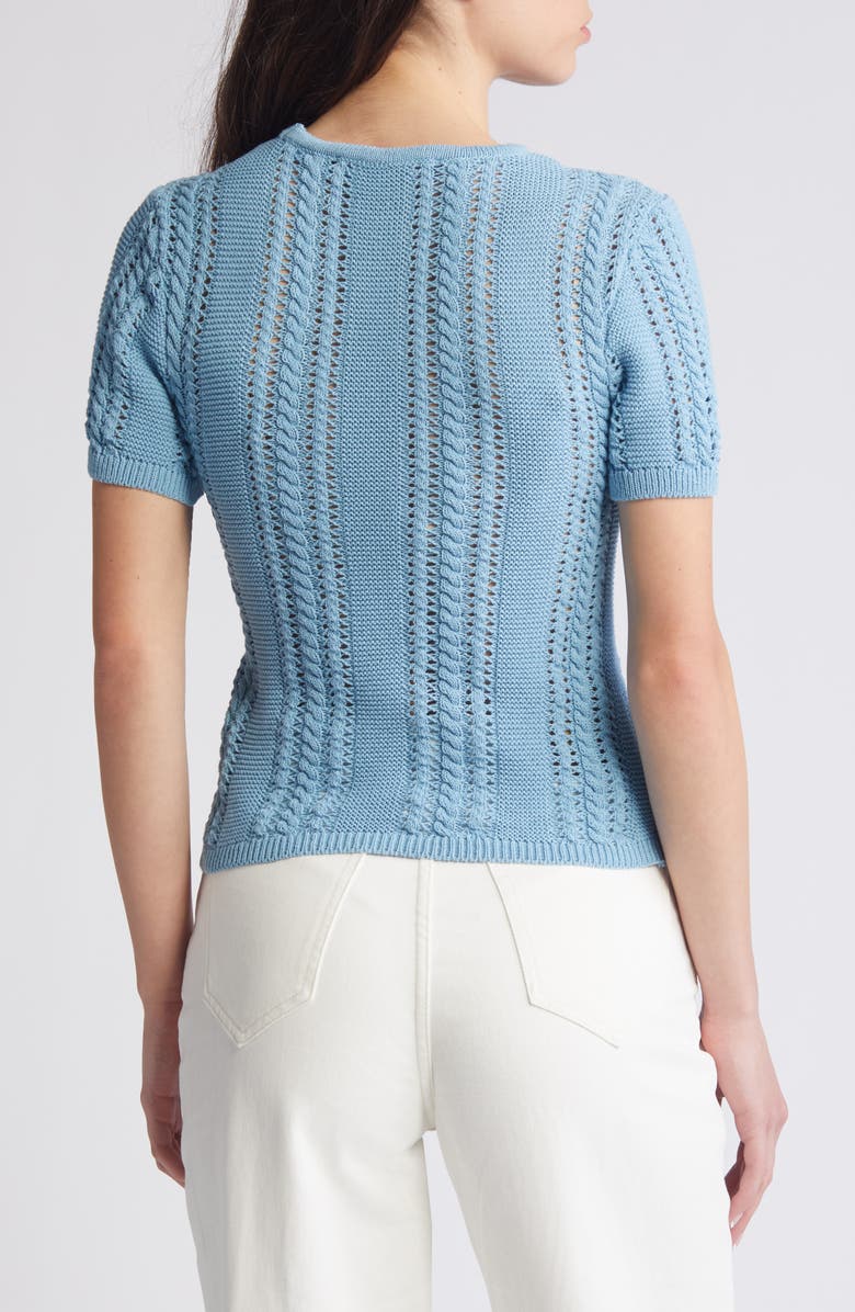 VERO MODA Nora Cable Detail Short Sleeve Cotton Blend Sweater | Nordstrom