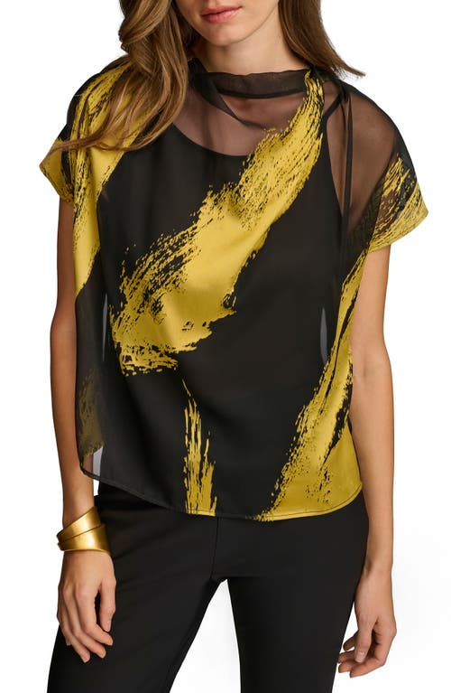 Donna Karan New York Extended Shoulder Top In Black/gold