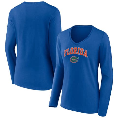 Women's Fanatics Branded Blue/Gray Tampa Bay Lightning Ombre Spirit Jersey Long  Sleeve Oversized T-Shirt