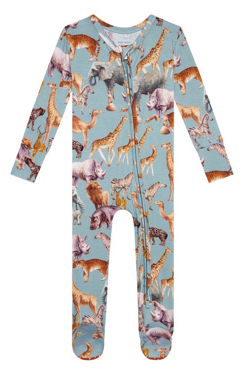 Posh Peanut King of the Jungle Fitted Footie Pajamas in Blue