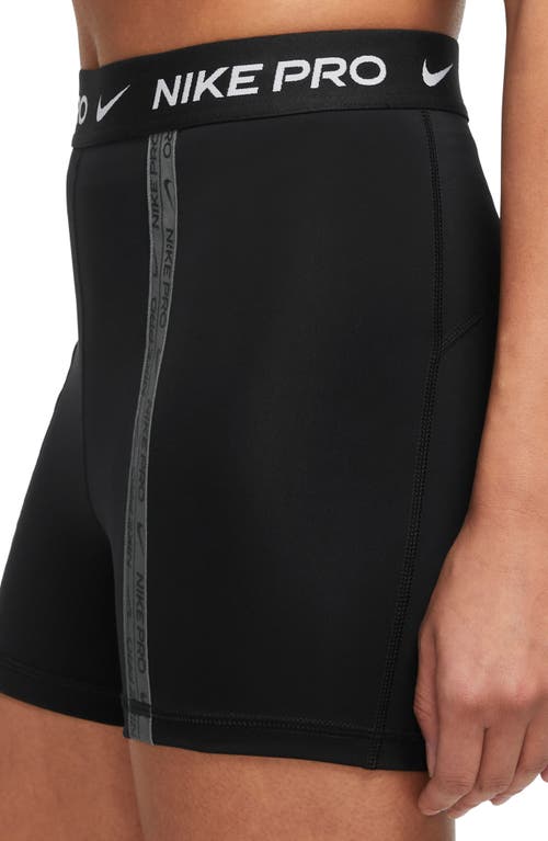 Shop Nike Dri-fit High Waist 3-inch Shorts In Black/black/iron Grey