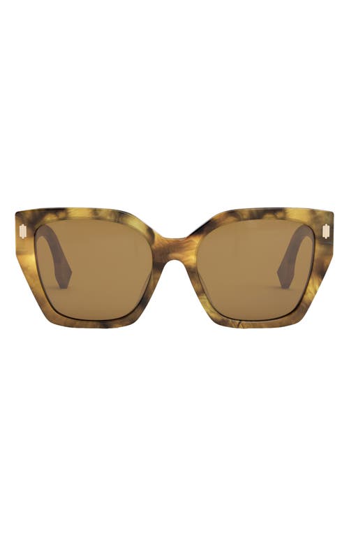 Fendi Bold 54mm Geometric Sunglasses in Beige Horn /Brown