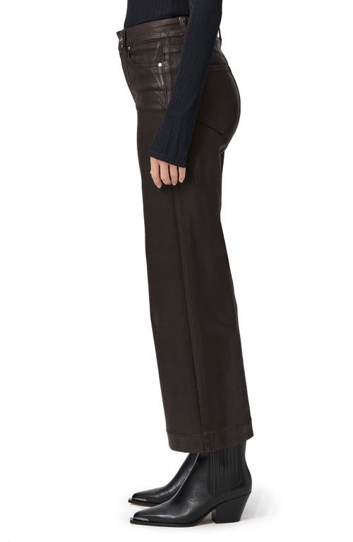 Shop Paige Anessa Coated Wide Leg Ankle Jeans In Chicory Coffee Luxe Coating